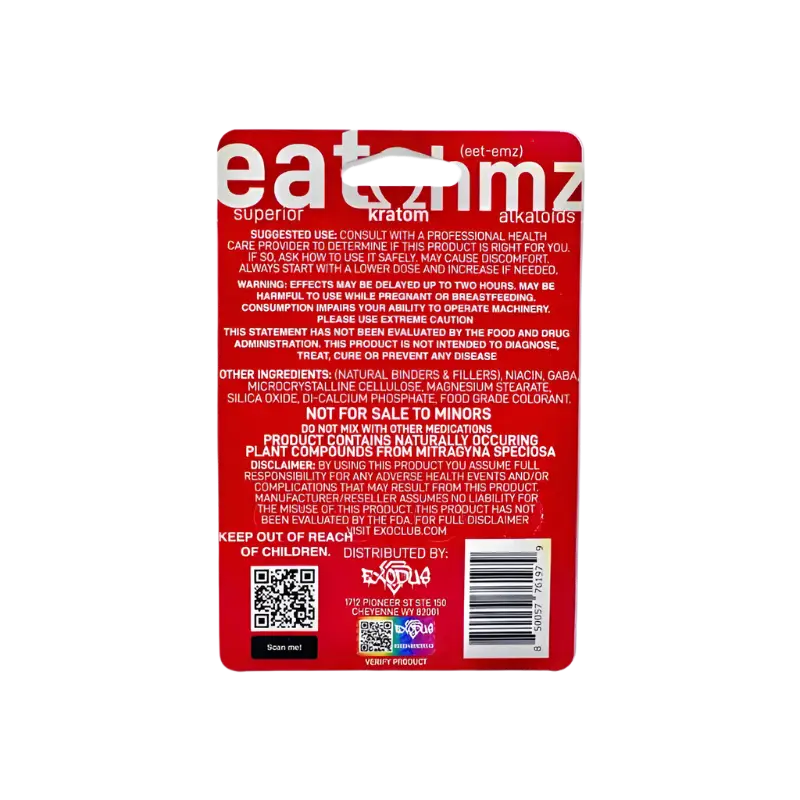 Red product label with white text and warning information.