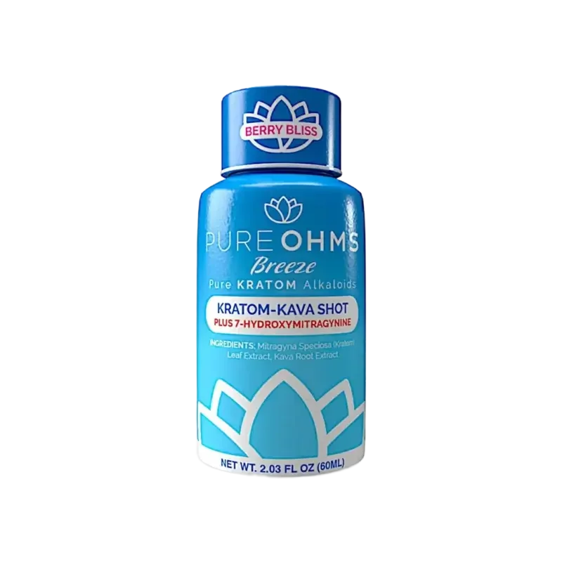 🎁 Pure Ohms Kratom Kava Shot Breeze Berry Bliss 60ml (100% off)