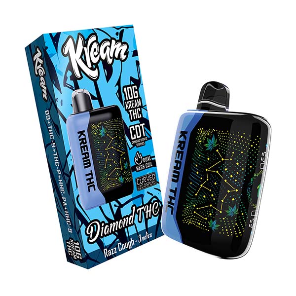 KREAM DIAMOND-THC 10G DISPOSABLE -  RAZZ COUGH - INDICA