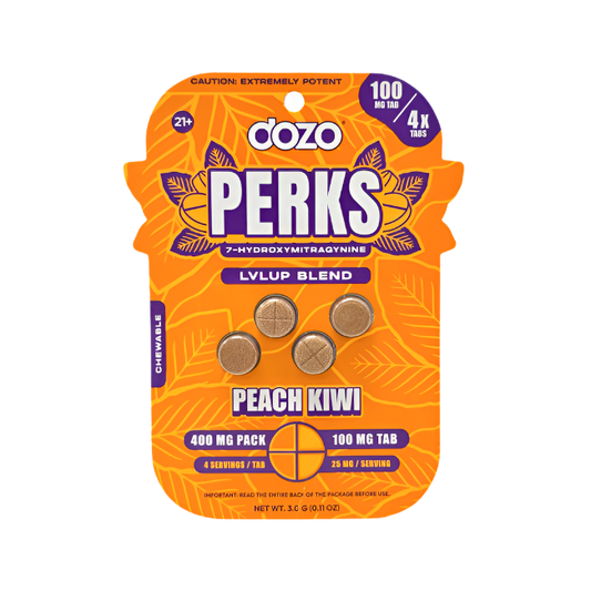 🎁 Dozo Perks 4ct 7OH Chewable Tabs Mellow Blend Peach Kiwi 100mg Per Tablets (100% off)