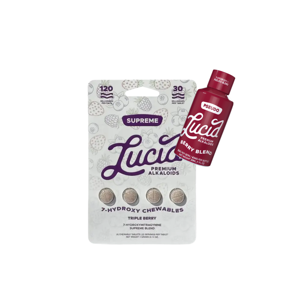 Lucid 4ct 7OH Triple Berry Chewable Tabs 30mg & Shot Bundle