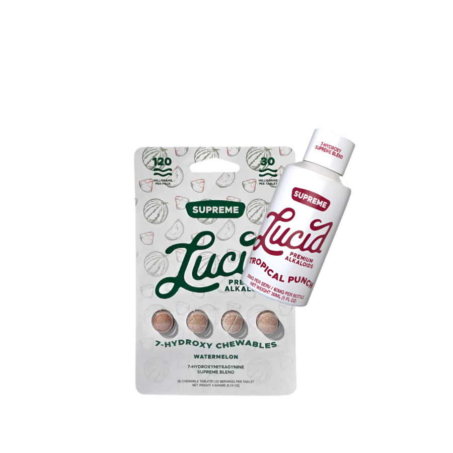 Lucid 4ct 7OH Watermelon Chewable Tabs 30mg & Shot Bundle