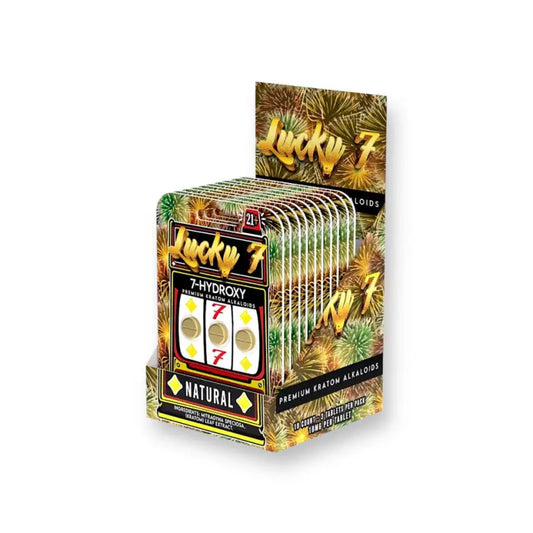 Display box containing Juicy Jay’s natural hemp rolling papers with tropical design.