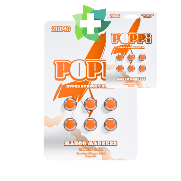 Poppi 6ct 7OH Tabs Mango Madness 35mg Per Tablet (+ Bonus Poppi Mango)