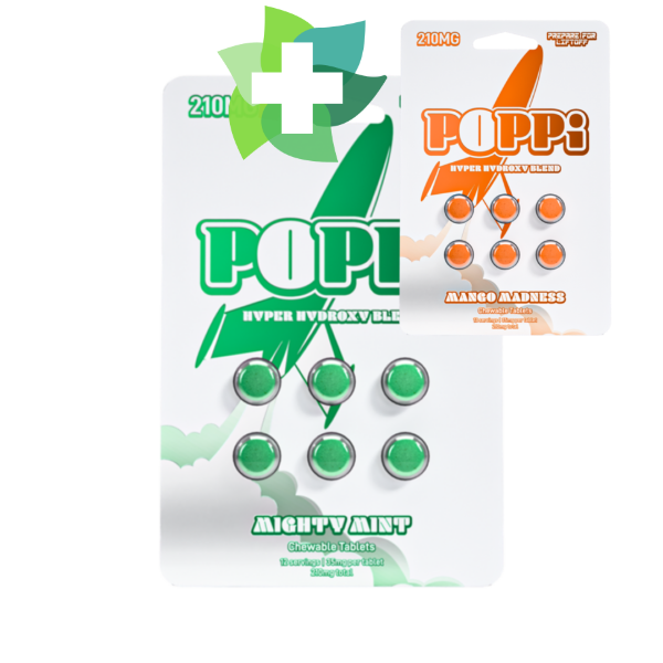 Poppi 6ct 7OH Tabs Mighty Mint 35mg Per Tablet (+ Bonus Poppi Mango)