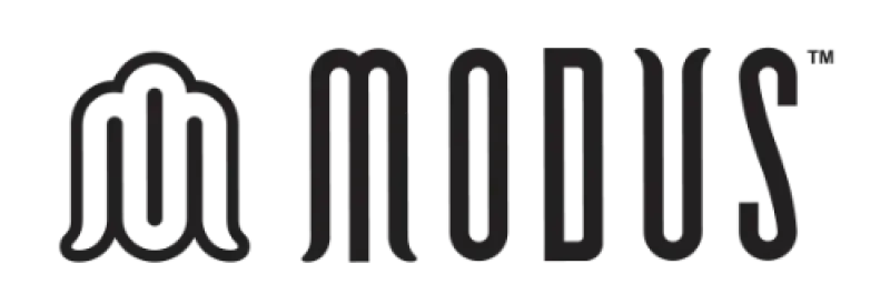 Black and white logo featuring a stylized letter M design alongside the word ’MODUS’