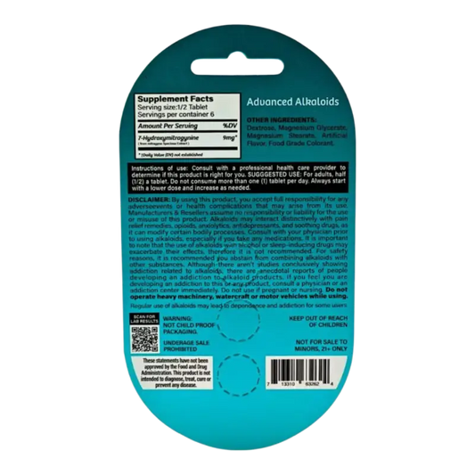 Teal-colored product packaging card with text and a QR code.