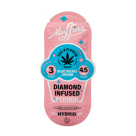 MUFFINS 3PK DIAMOND INFUSED PRE-ROLL BLUE VELVET DREAM