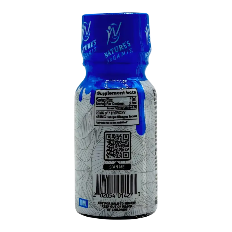 Blue and white supplement bottle.