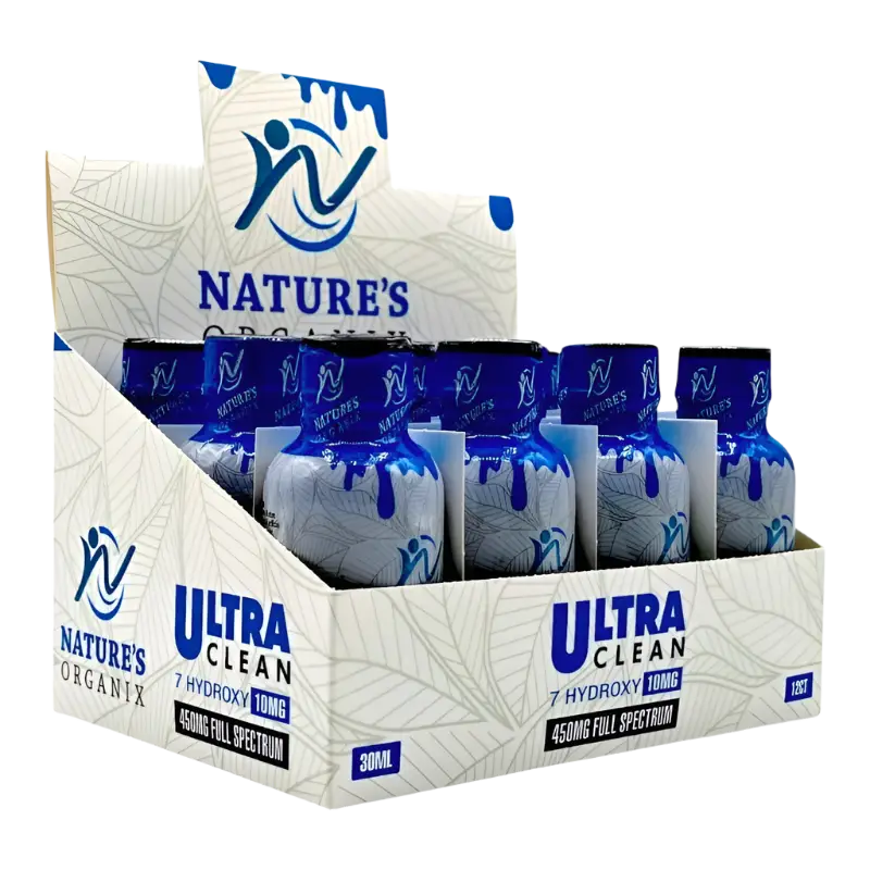 Display box of Nature’s Organix Ultra Clean bottles.