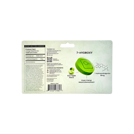 Green 7-Hydroxy supplement packaging.