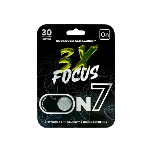 On7 1ct 7OH & Pseudo Blue Raspberry 3x Focus Tabs 30mg per Tablet - Seven Tech