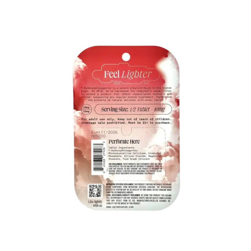 Red product packaging label with text and ingredients information.