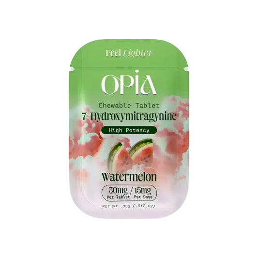 OPIA watermelon flavored chewable tablet.