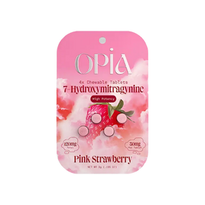 Pink strawberry flavored chewable tablets.