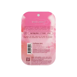 Pink supplement packaging.