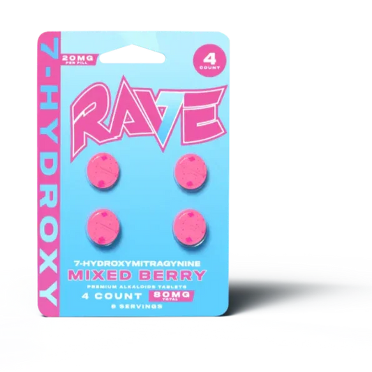 Rave 4ct 7OH Chewable Tabs Mixed Berry 20mg per Tablet - Seven Tech