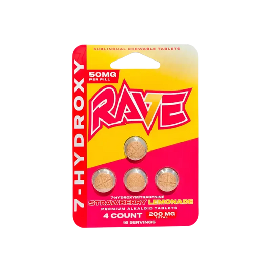 Rave 4ct 7OH Chewable Tabs Super Strength Strawberry Lemonade 50mg per Tablet - Seven Tech