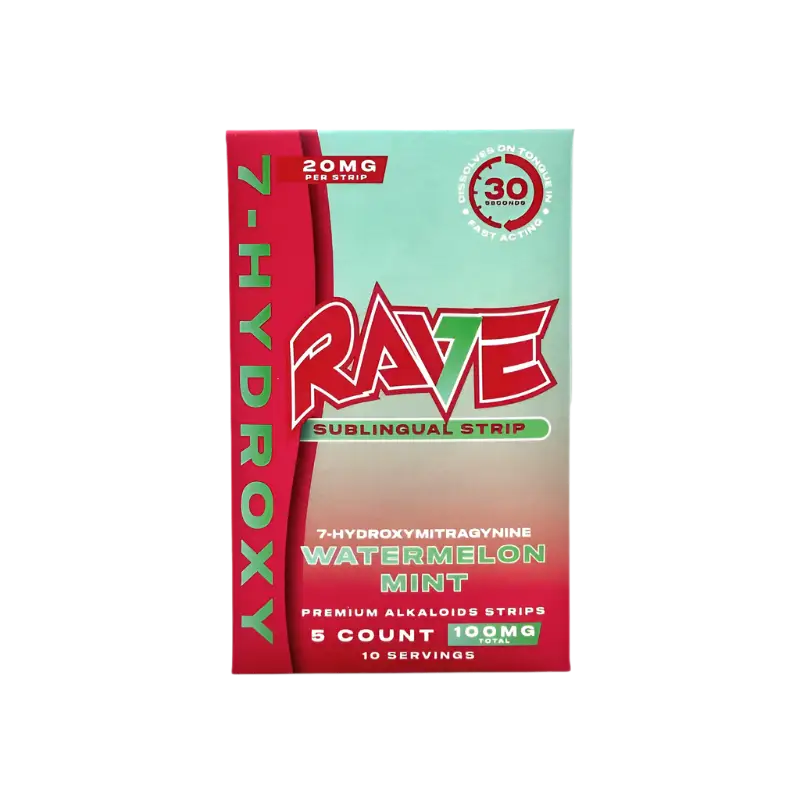 Rave sublingual strips in watermelon mint flavor.