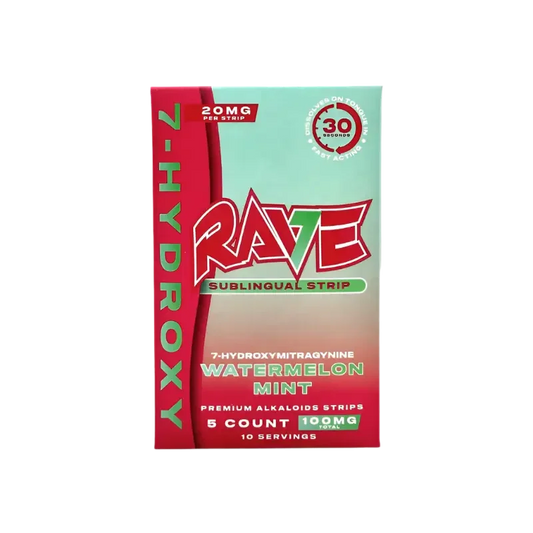 Rave 5ct 7OH Watermelon Mint Strips 20mg Per Strip - Seven Tech