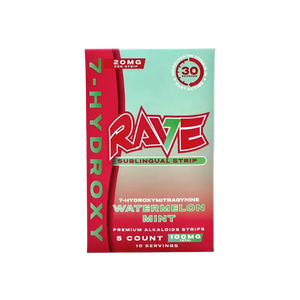 Rave sublingual strips in watermelon mint flavor.