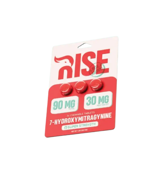 Rise brand 7-hydroxymitragynine chewable tablets.