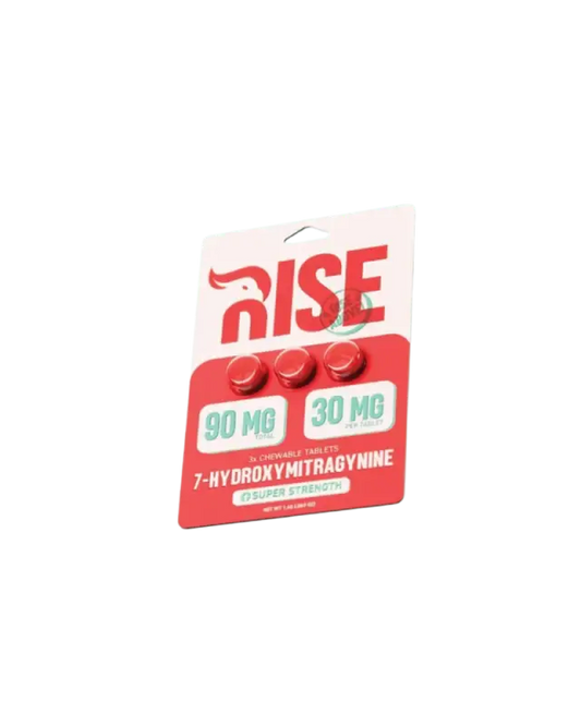 Rise brand 7-hydroxymitragynine chewable tablets.