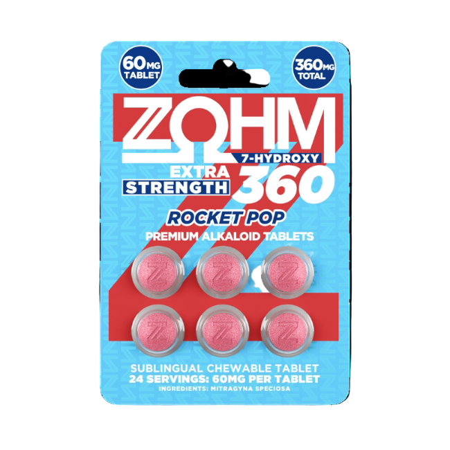 ZOHM 7-HYDROXYMITRAGYNINE EXTRA STRENGTH TABLETS 6CT / 60MG EACH – ROCKET POP