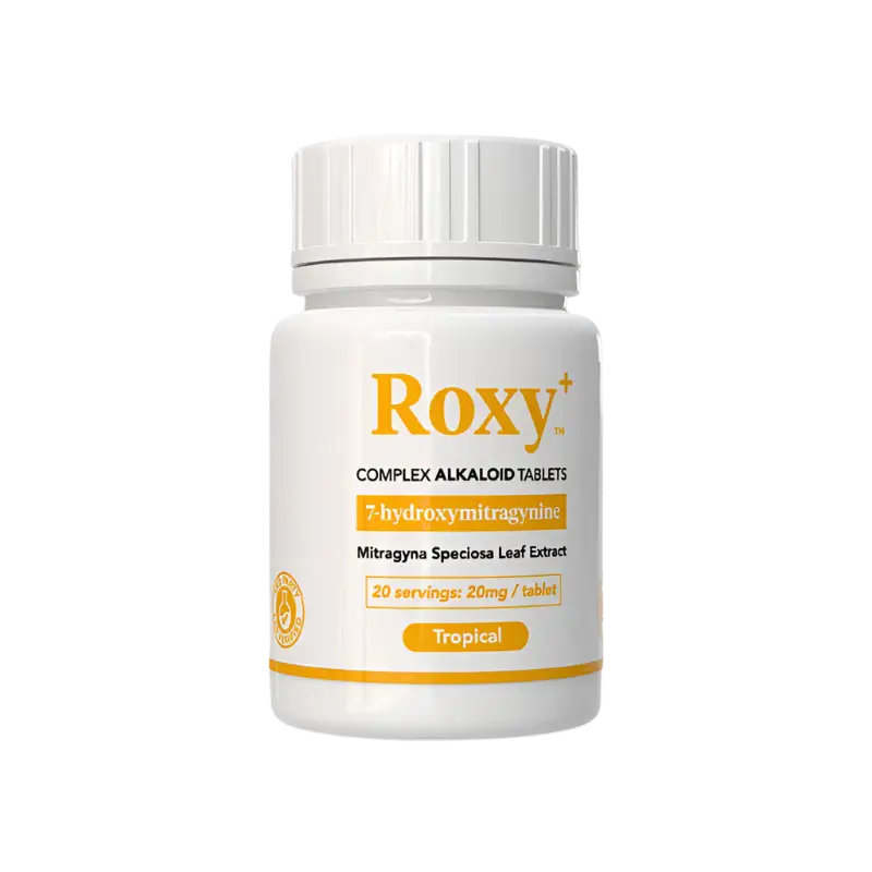 Bottle of Roxy complex alkaloid tablets.