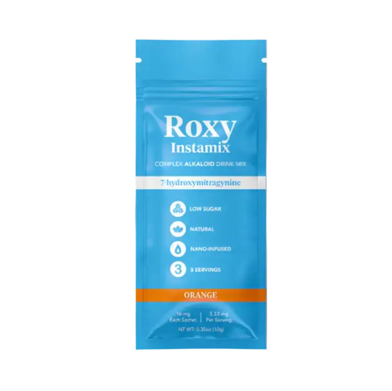 Roxy Instamix complex alkaloid drink mix packet.