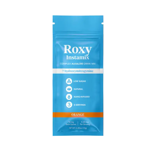 Roxy Instamix complex alkaloid drink mix packet.