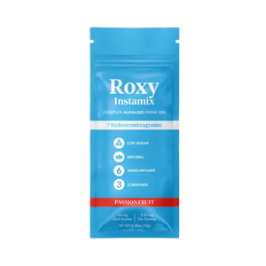 Roxy Instamix passion fruit drink mix packet.