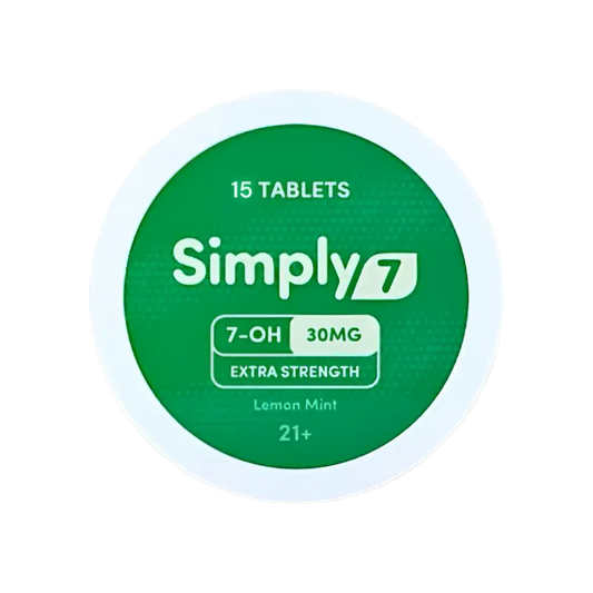 Green and white Simply 7 lemon mint tablets.