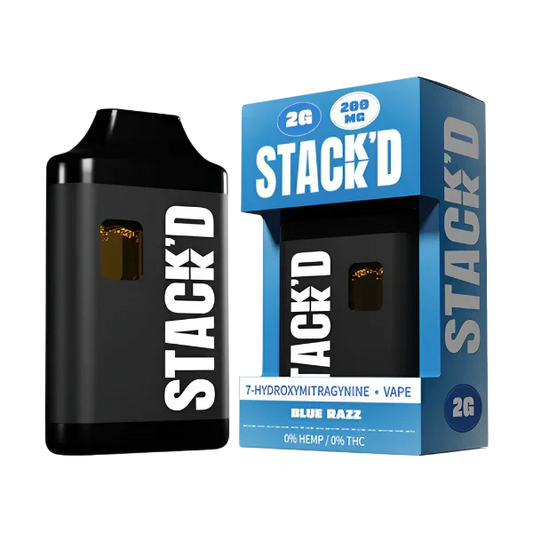 STACK'D 7-HYDROXYMITRAGYNINE BLUE RAZZ VAPE 2G - Seven Tech