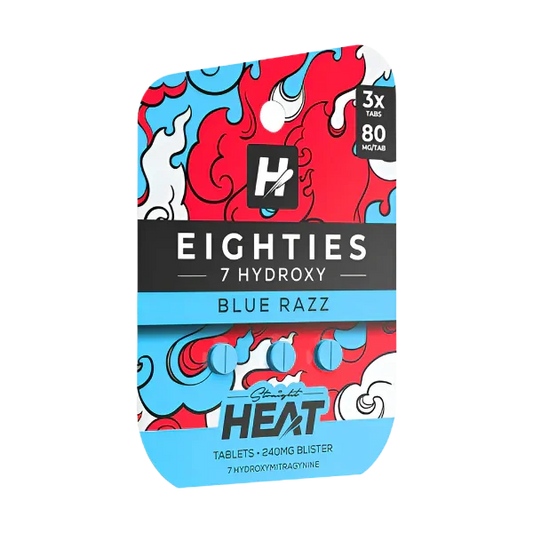 Straight Heat 3ct 7OH Eighties Tabs Blue Razz 80mg per Tablet - Seven Tech