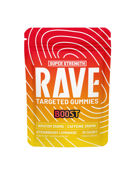 🎁 RAVE KRATOM GUMMIES 10CT - STRAWBERRY LEMONADE (KRATOM 250MG + CAFFEINE 250MG) (100% off)