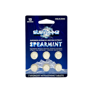 Package of Spearmint-flavored Sublime kratom extract tablets.