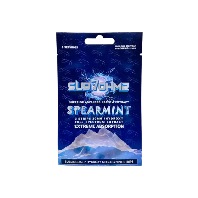 Blue package of Supreme brand Spearmint sublingual absorption strips.