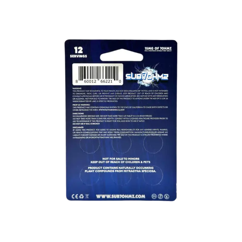 Back of a retail product packaging card with blue coloring and white text.