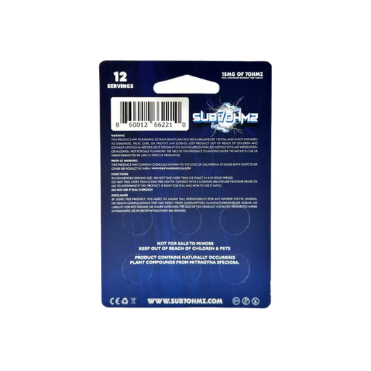 Back of a retail product packaging card with blue coloring and white text.