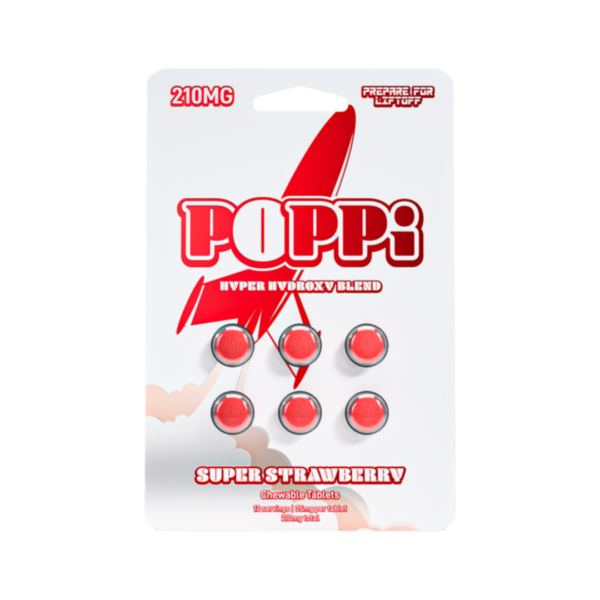 Poppi 6ct 7OH Tabs Super Strawberry 35mg Per Tablet (+ Bonus Poppi Mango)