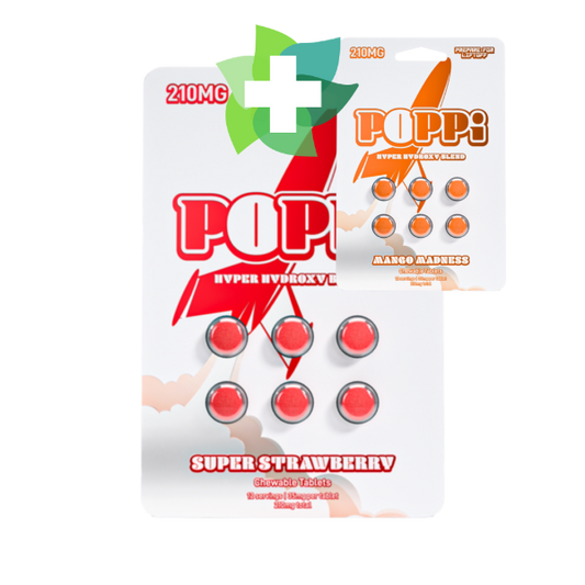 Poppi 6ct 7OH Tabs Super Strawberry 35mg Per Tablet (+ Bonus Poppi Mango)