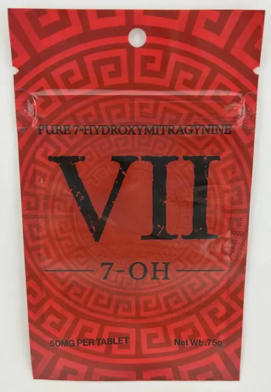 Red packet of 7-hydroxymitragynine.