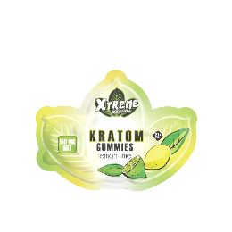 Kratom gummies packaging with lemon lime flavor on a white background