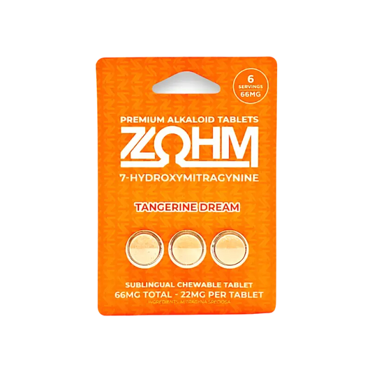 Orange package of Zohm tangerine dream tablets.